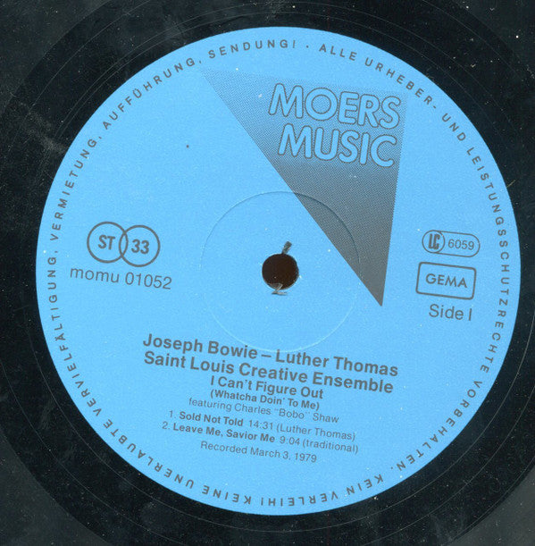 Joseph Bowie - Luther Thomas, Saint Louis Creative Ensemble Featuring Charles Bobo Shaw ~ I Can't Figure Out (Whatcha Doin' To Me) (Vinyl) - Djungel & Jazz