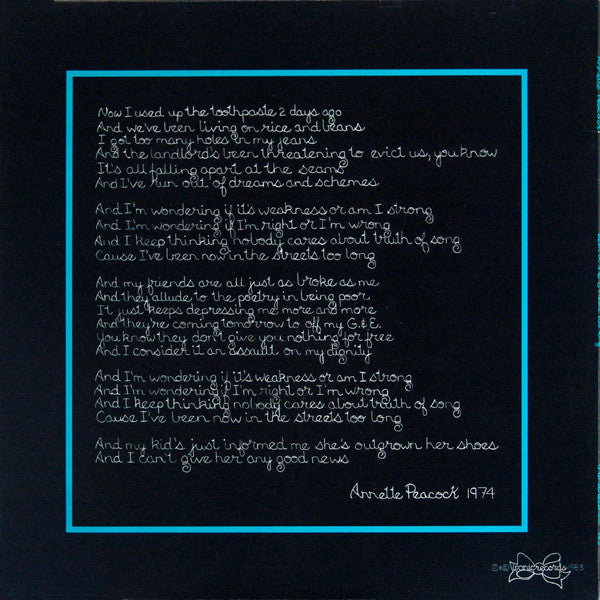 Annette Peacock ~ Been In The Streets Too Long (Vinyl) - Djungel & Jazz