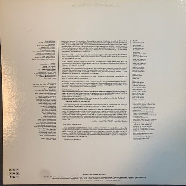 Grace Jones ~ Slave To The Rhythm (Vinyl) - Djungel & Jazz
