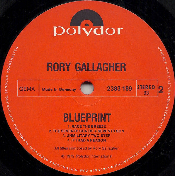 Rory Gallagher : Blueprint (LP, Album)