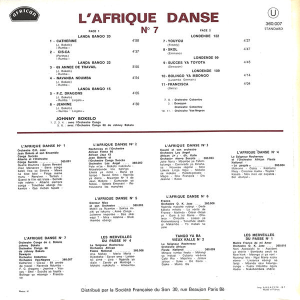 L'Orchestre Conga 68 De Johnny Bokelo / Orchestre Cobantou ~ L'Afrique Danse No 7 (Vinyl) - Djungel & Jazz
