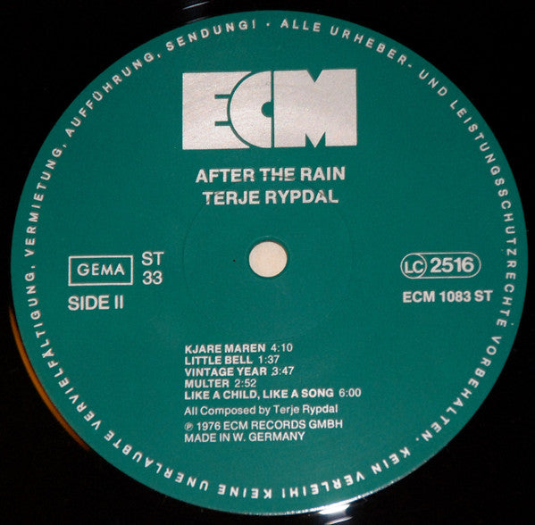 Terje Rypdal ~ After The Rain (Vinyl) - Djungel & Jazz