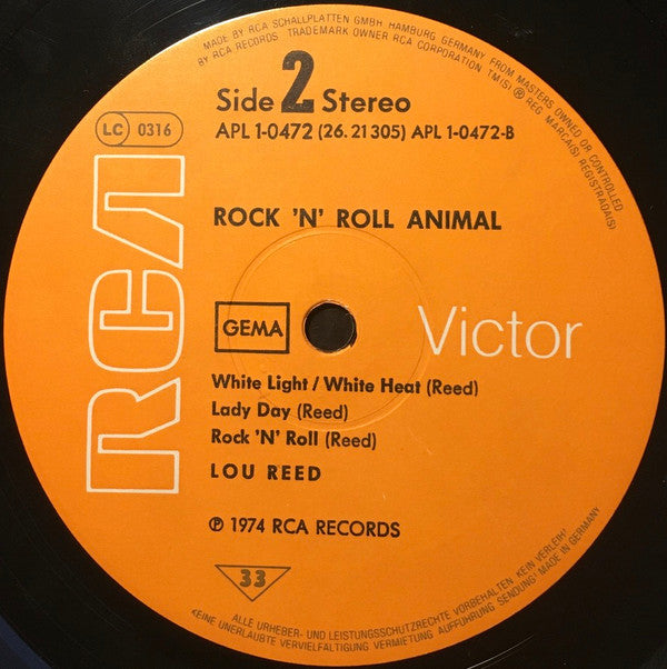 Lou Reed : Rock N Roll Animal (LP, Album, RE, Gat)