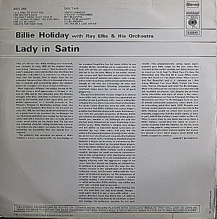 Billie Holiday With Ray Ellis And His Orchestra ~ Lady In Satin (Vinyl) - Djungel & Jazz