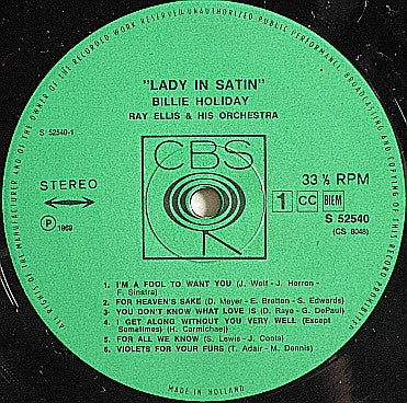 Billie Holiday With Ray Ellis And His Orchestra ~ Lady In Satin (Vinyl) - Djungel & Jazz