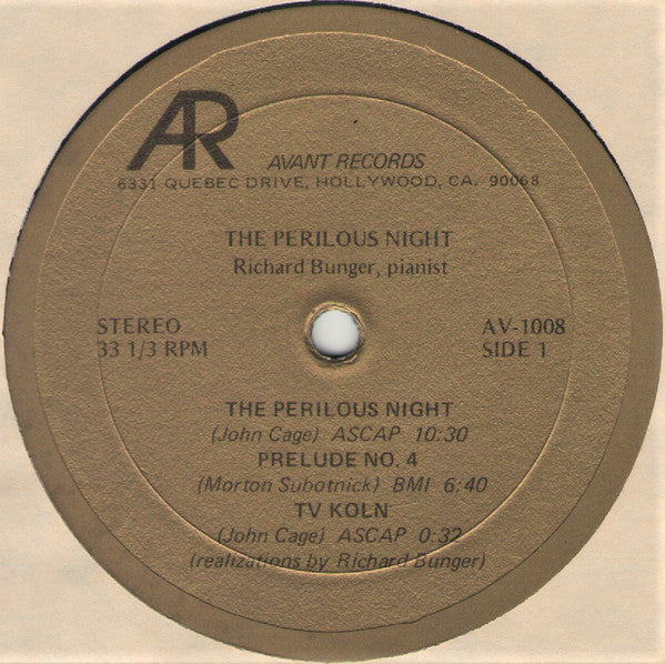 Richard Bunger, Cage, Childs, Ives, Lazarof, Subotnick ~ ..The Perilous Night... (And Other New sounds In American Music) (Vinyl) - Djungel & Jazz