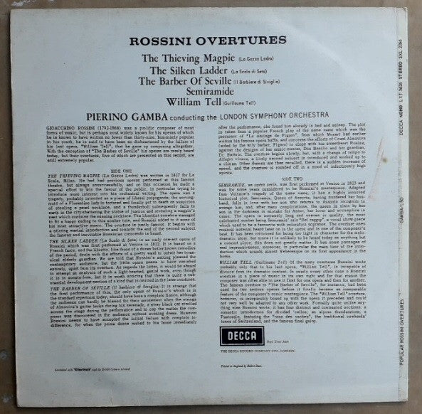 Gioacchino Rossini - London Symphony Orchestra / Pierino Gamba ~ Rossini Overtures (Vinyl) - Djungel & Jazz