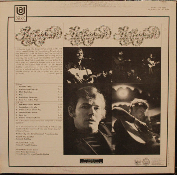 Gordon Lightfoot ~ Did She Mention My Name (Vinyl) - Djungel & Jazz
