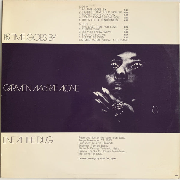 Carmen McRae ~ As Time Goes By / Carmen McRae Alone / Live at the Dug (Vinyl) - Djungel & Jazz