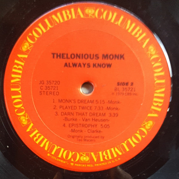 Thelonious Monk ~ Always Know (Vinyl) - Djungel & Jazz