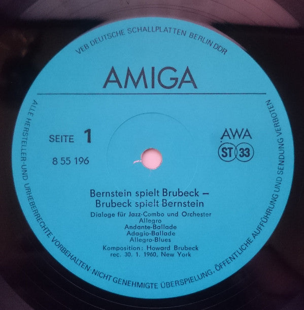 Leonard Bernstein, Dave Brubeck : Bernstein Spielt Brubeck - Brubeck Spielt Bernstein (LP, Album, RE, Blu)