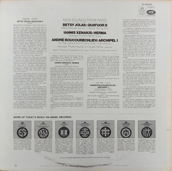 Betsy Jolas / Iannis Xenakis / André Boucourechliev ~ New Sounds From Paris (Vinyl) - Djungel & Jazz