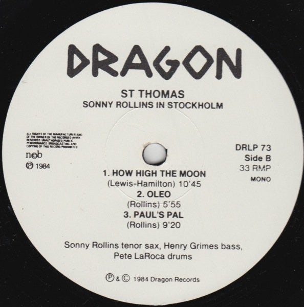 Sonny Rollins Trio ~ St Thomas - Sonny Rollins Trio In Stockholm 1959 (Vinyl) - Djungel & Jazz