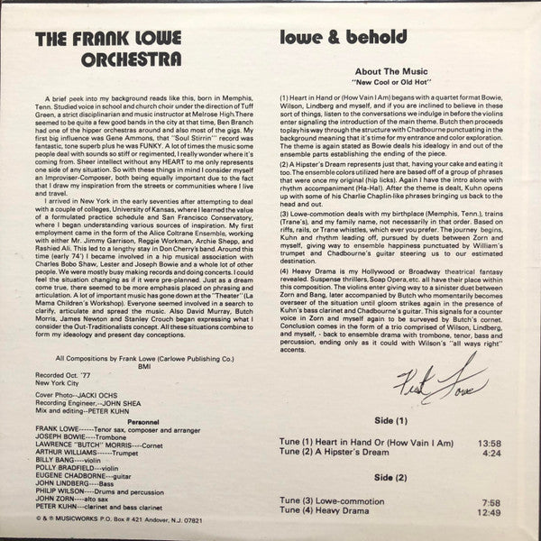 Vinylskiva: The Frank Lowe Orchestra - Lowe And Behold