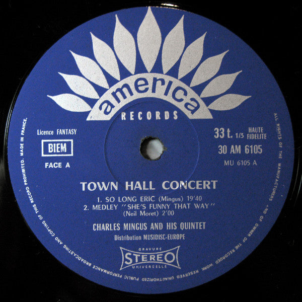 The Charles Mingus Quintet ~ Town Hall Concert (Vinyl) - Djungel & Jazz