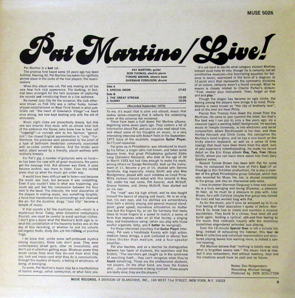 Pat Martino : Live! (LP, Album)