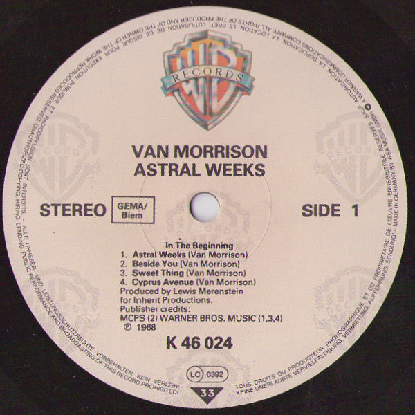 Van Morrison : Astral Weeks (LP, Album, RE)