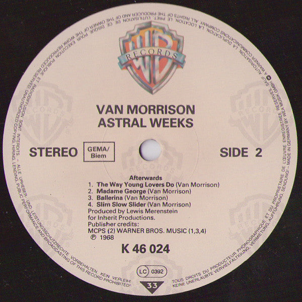 Van Morrison : Astral Weeks (LP, Album, RE)