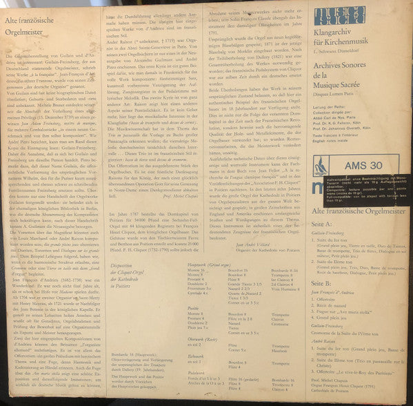 Michel Chapuis ~ Alte Französische Orgelmeister (Vinyl) - Djungel & Jazz