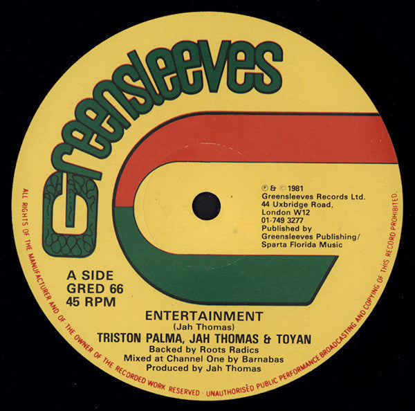 Triston Palma*, Jah Thomas, Toyan & Little John : Entertainment / Jah Guide I (12")