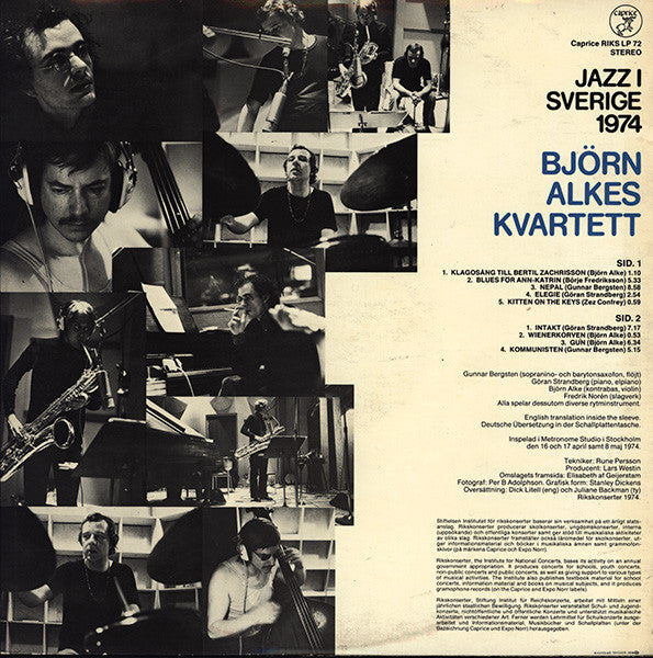 Björn Alkes Kvartett : Björn Alkes Kvartett (LP, Album, Gat)
