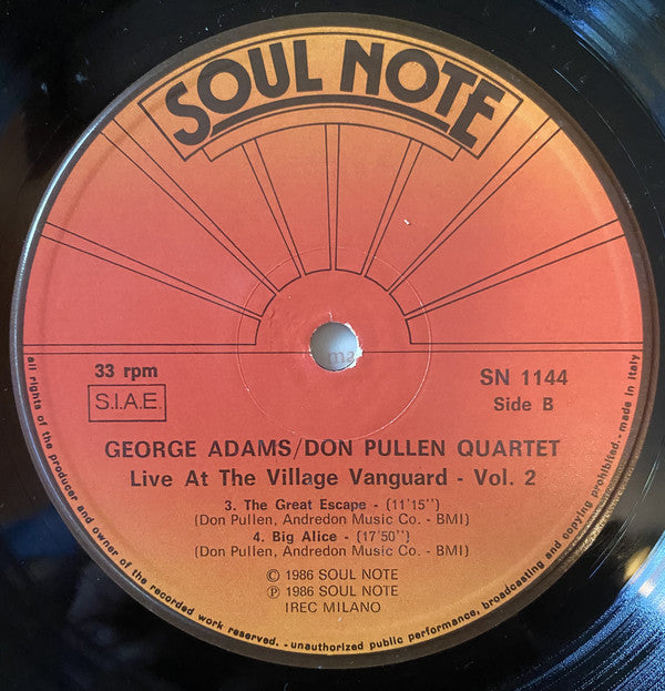 George Adams - Don Pullen Quartet ~ Live At The Village Vanguard - Vol. 2 (Vinyl) - Djungel & Jazz