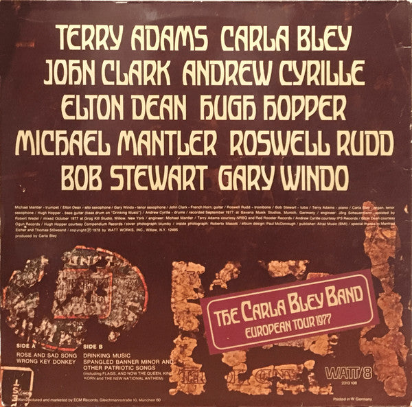 The Carla Bley Band : European Tour 1977 (LP, Album, Gat)