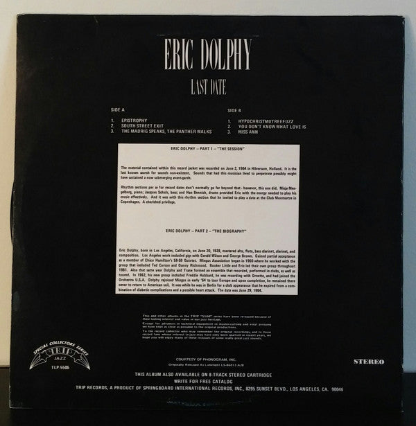 Eric Dolphy ~ Last Date (Vinyl) - Djungel & Jazz