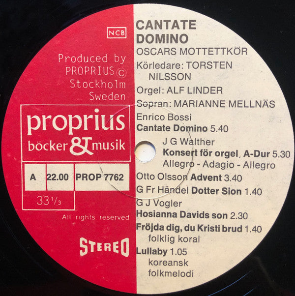 Oscars Motettkör, Torsten Nilsson, Alf Linder, Marianne Mellnäs ~ Cantate Domino (Vinyl) - Djungel & Jazz