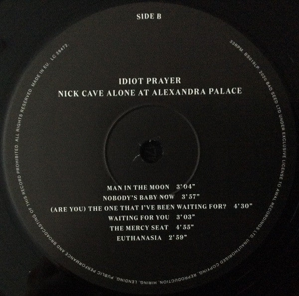 Nick Cave ~ Idiot Prayer (Nick Cave Alone At Alexandra Palace) (Vinyl) - Djungel & Jazz