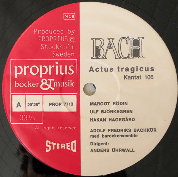 Bach / Adolf Fredriks Bachkör ~ Actus Tragicus Cantata 106 / Wachet Auf Cantata 140 (Vinyl) - Djungel & Jazz