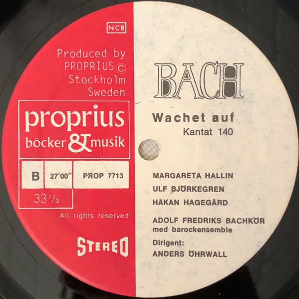 Bach / Adolf Fredriks Bachkör ~ Actus Tragicus Cantata 106 / Wachet Auf Cantata 140 (Vinyl) - Djungel & Jazz