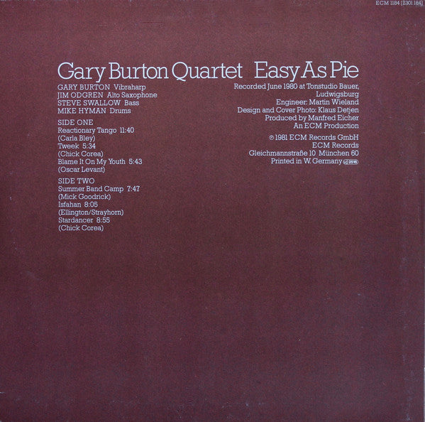 Gary Burton Quartet ~ Easy As Pie (Vinyl) - Djungel & Jazz