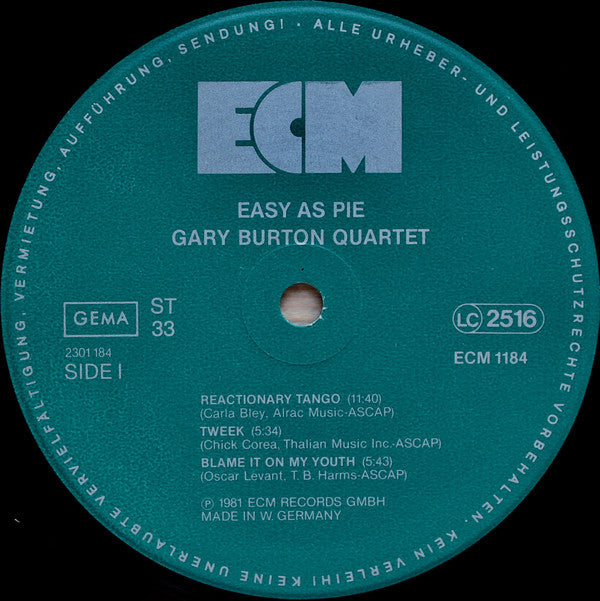 Gary Burton Quartet ~ Easy As Pie (Vinyl) - Djungel & Jazz