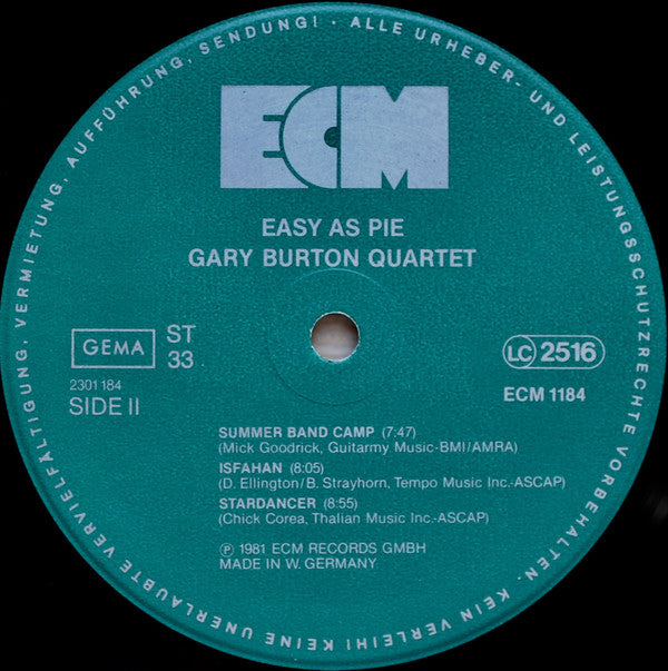 Gary Burton Quartet ~ Easy As Pie (Vinyl) - Djungel & Jazz