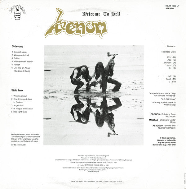 Venom (8) : Welcome To Hell (LP, Album)
