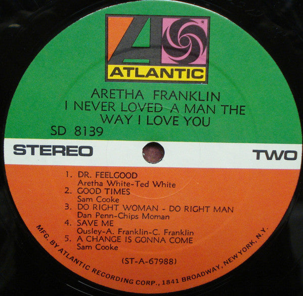 Aretha Franklin ~ I Never Loved A Man The Way I Love You (Vinyl) - Djungel & Jazz