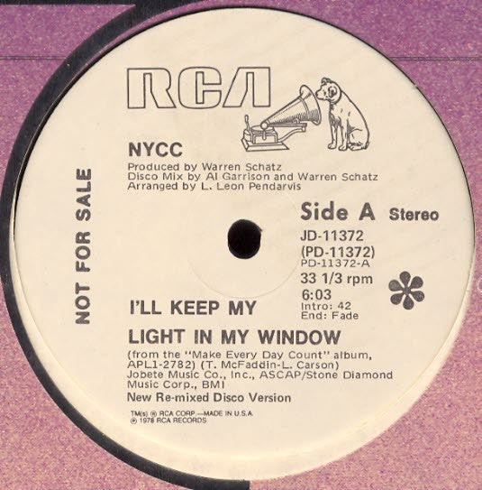 NYCC* : I'll Keep My Light In My Window (12", Single, Promo)
