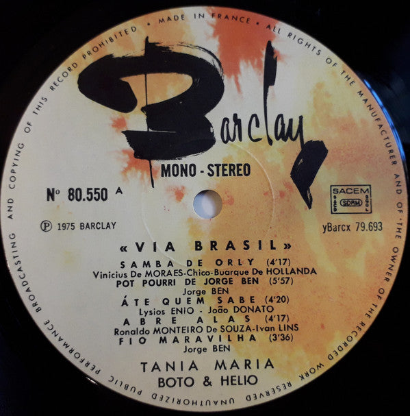Tania Maria With José Boto And Helio (3) : Via Brasil (LP, Album)