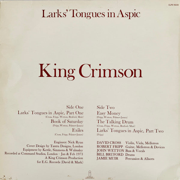 King Crimson ~ Larks' Tongues In Aspic (Vinyl) - Djungel & Jazz