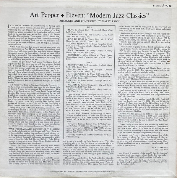 Art Pepper ~ Art Pepper + Eleven (Modern Jazz Classics) (Vinyl) - Djungel & Jazz