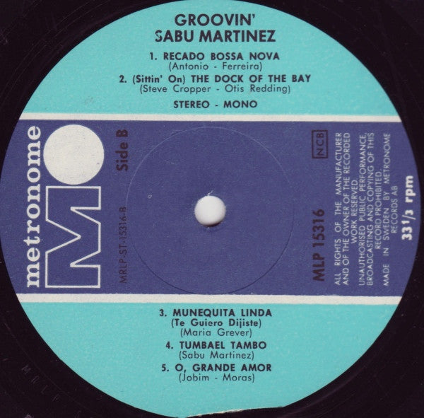 Sabu Martinez ~ Groovin' With Sabu Martinez (Vinyl) - Djungel & Jazz