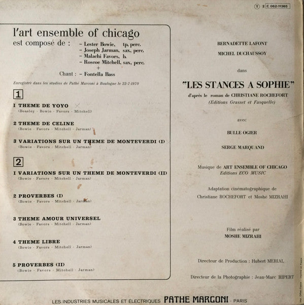 The Art Ensemble Of Chicago ~ Bande Sonore Originale Du Film "Les Stances À Sophie" (Vinyl) - Djungel & Jazz