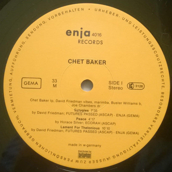 Chet Baker, David Friedman, Buster Williams, Joe Chambers : Peace (LP, Album)
