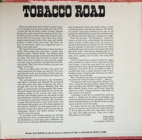 Brother Jack McDuff ~ Tobacco Road (Vinyl) - Djungel & Jazz