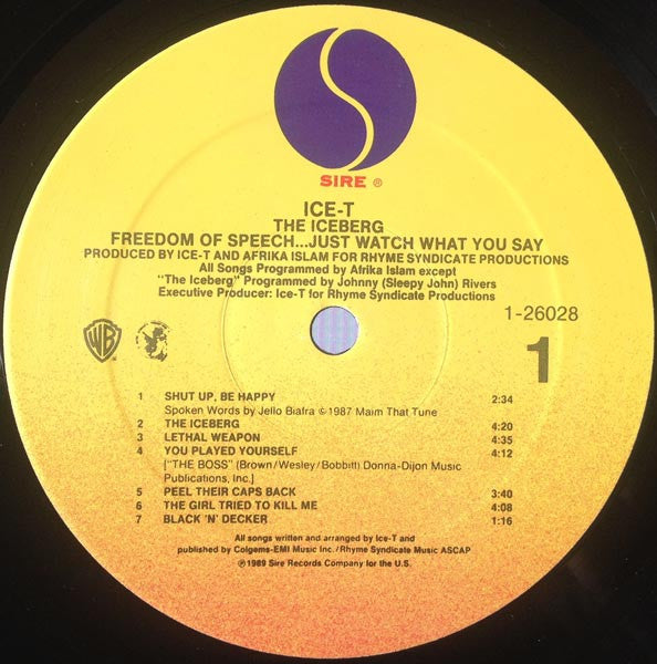 Ice-T ~ The Iceberg (Freedom Of Speech... Just Watch What You Say) (Vinyl) - Djungel & Jazz