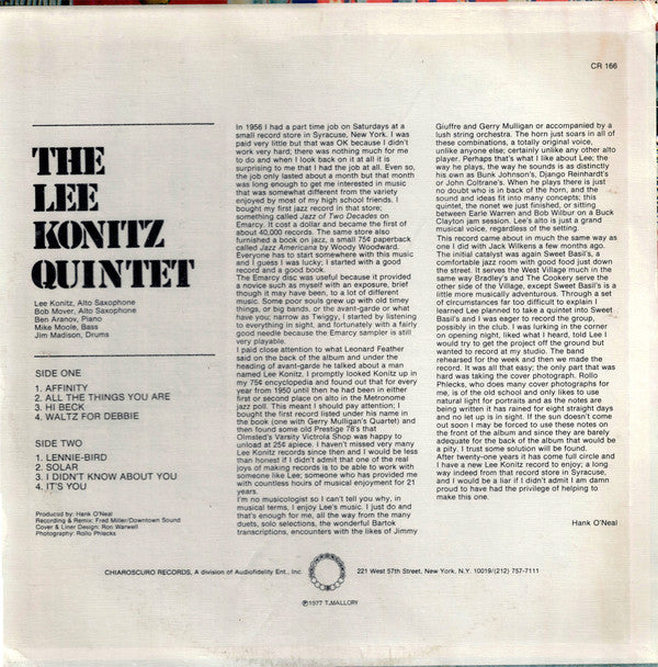 The Lee Konitz Quintet* : Affinity (LP, Album)