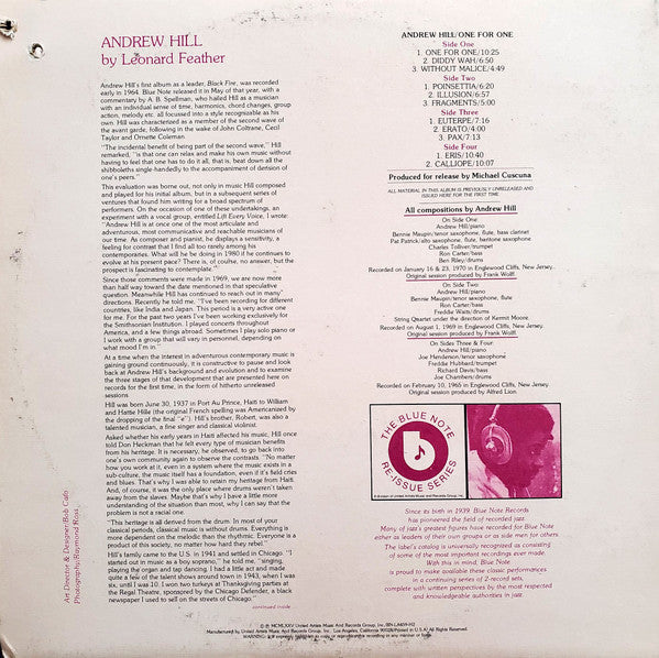 Andrew Hill ~ One For One (Vinyl) - Djungel & Jazz