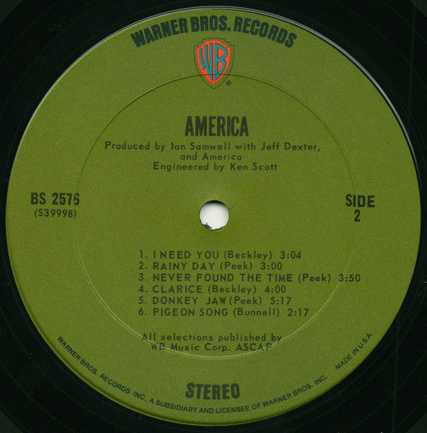 America (2) : America (LP, Album)