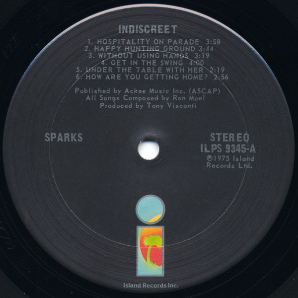 Sparks : Indiscreet (LP, Album, Gat)